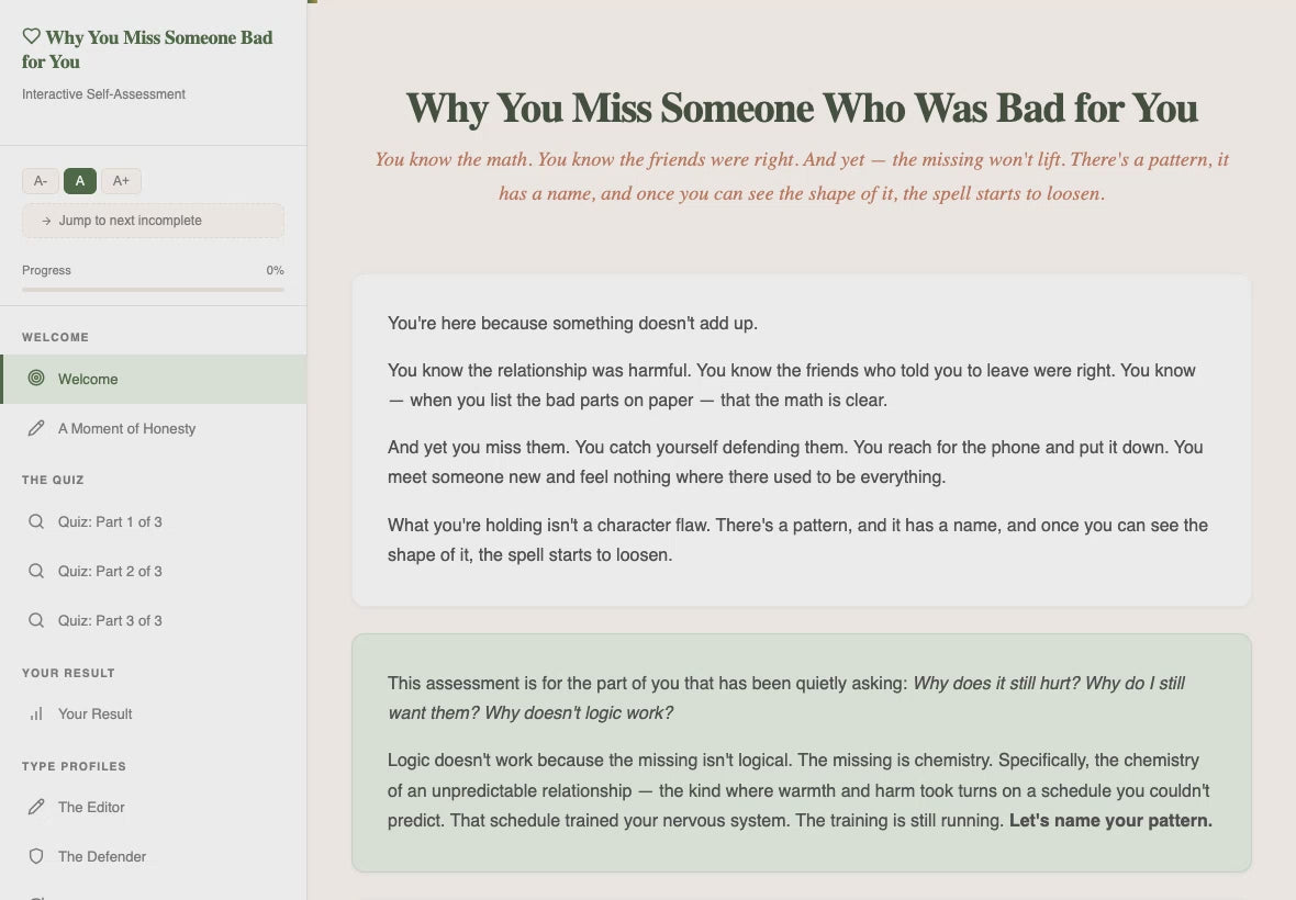 why-you-miss-someone-bad-for-you walkthrough video