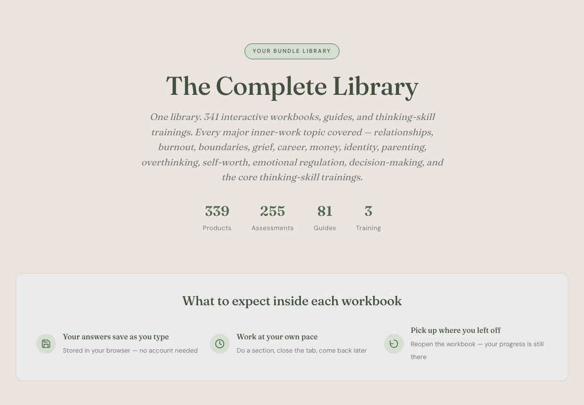 Self-Care Workbook Bundle – 341 Tools for Inner Work – Interactive Digital Bundle