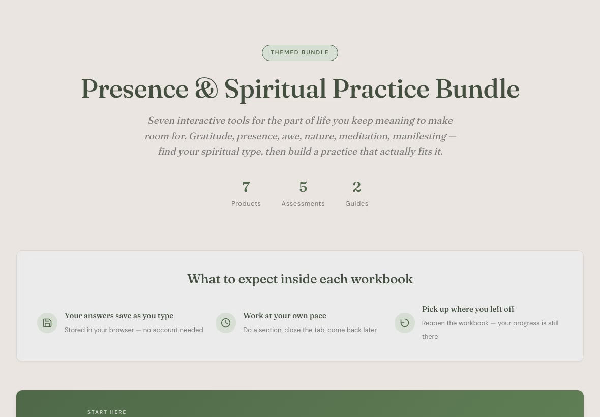 Spiritual Practice Bundle – Gratitude Presence Meditation 7 Tools – Interactive Digital Bundle