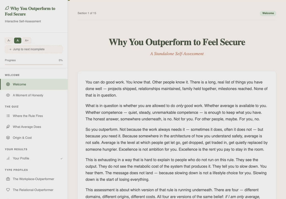 why-you-outperform-to-feel-secure walkthrough video