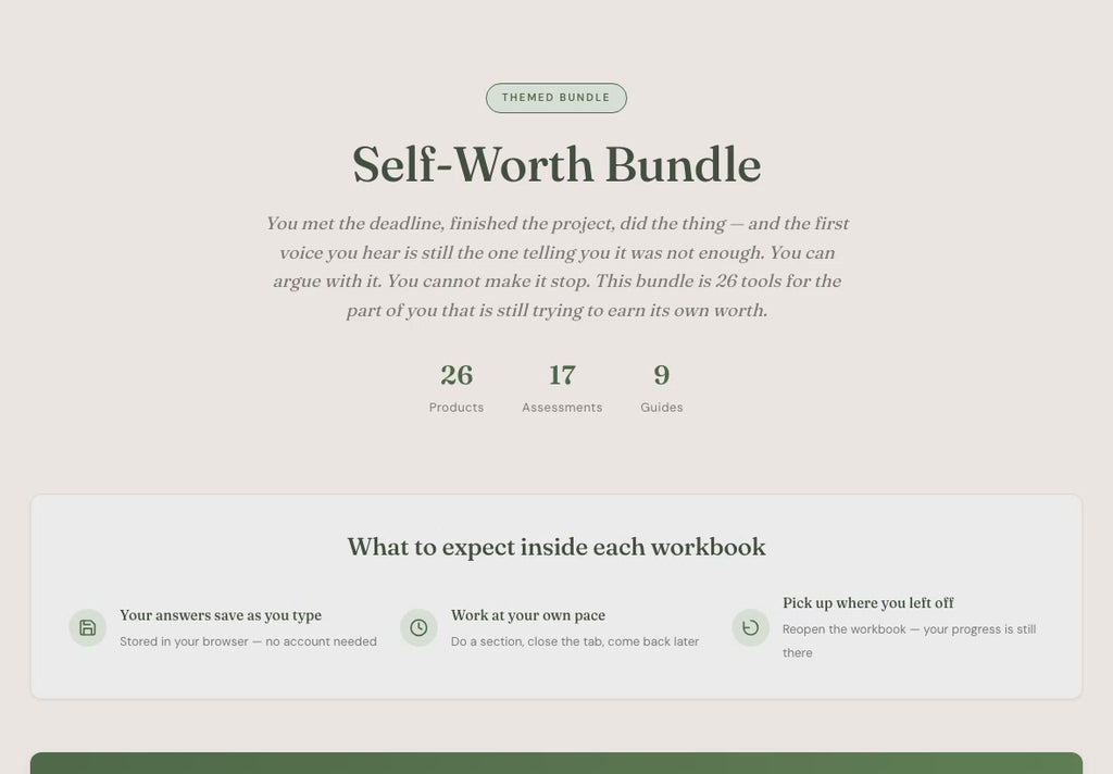 Self-Worth Bundle – Inner Critic Shadow Work 26 Tools – Interactive Digital Bundle