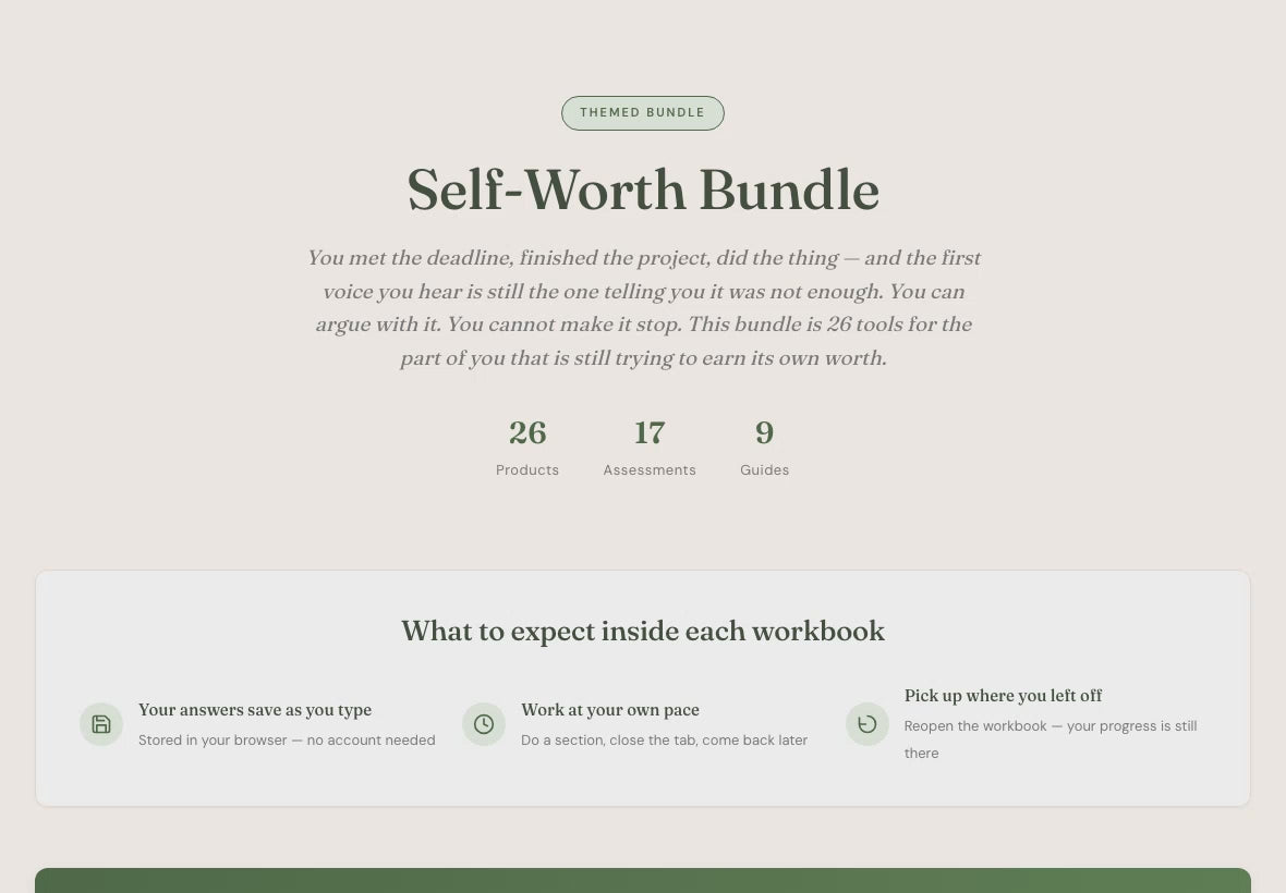 Self-Worth Bundle – Inner Critic Shadow Work 26 Tools – Interactive Digital Bundle