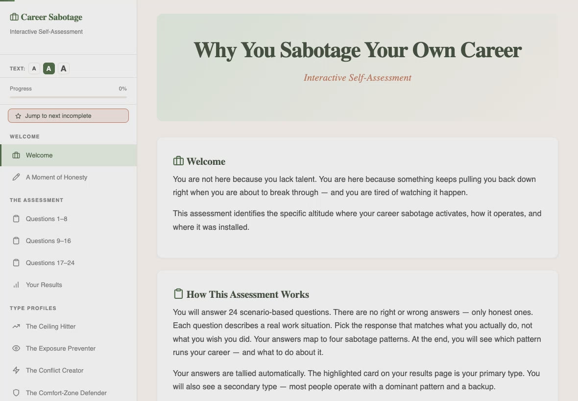 why-you-sabotage-your-own-career walkthrough video