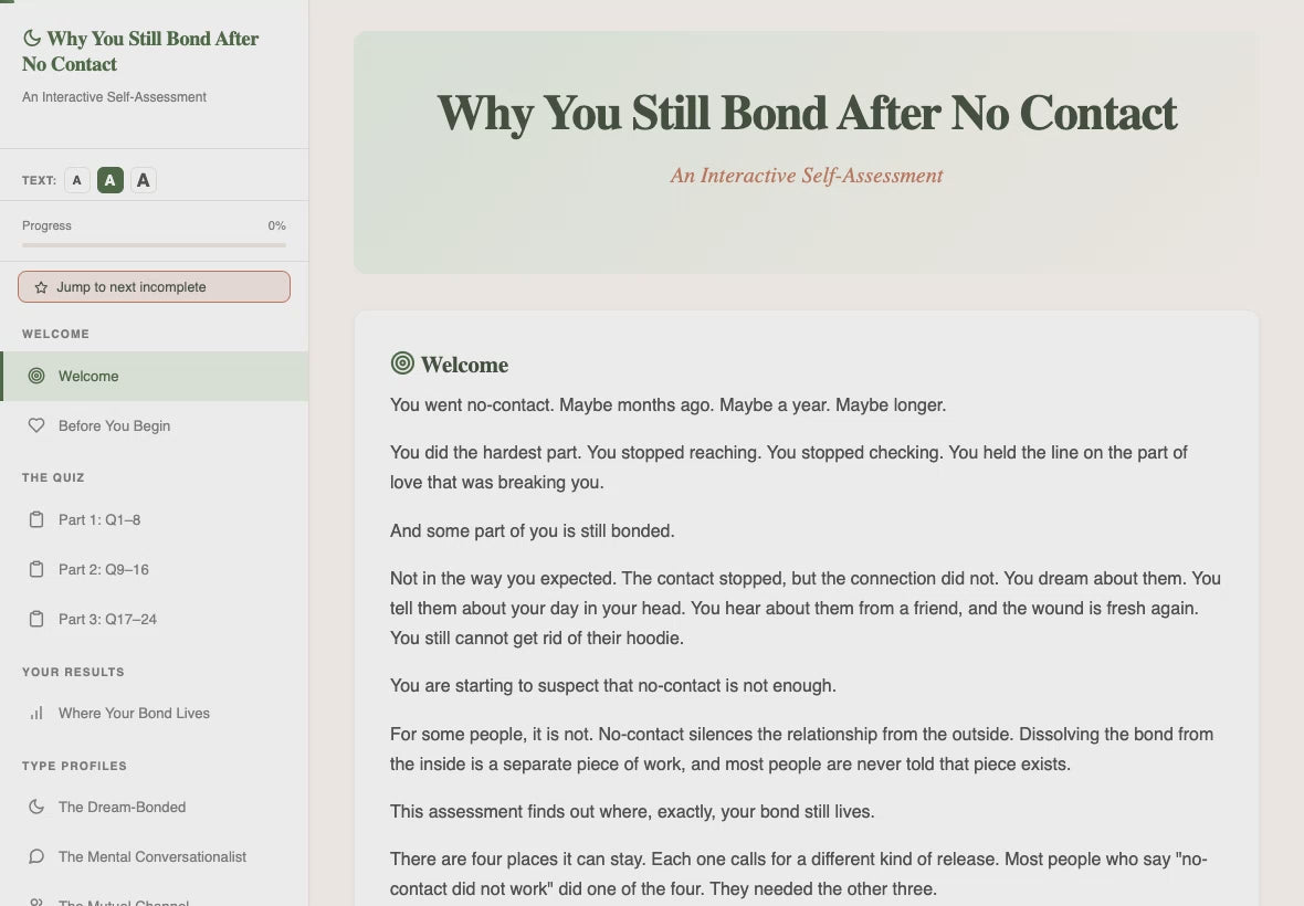 why-you-still-bond-after-no-contact walkthrough video
