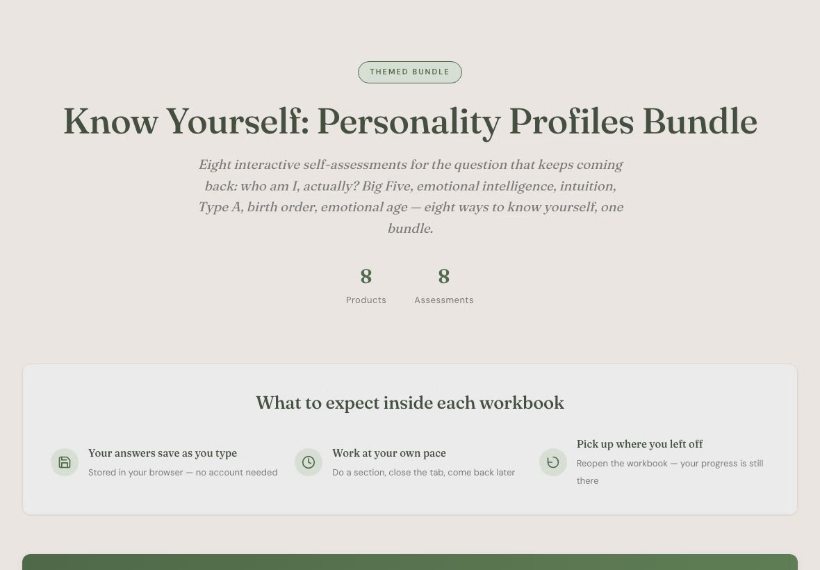Personality Profile Bundle – Big Five EQ Emotional Age 8 Tools – Interactive Digital Bundle