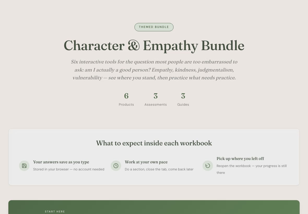 Life Coach Tools – 6 Interactive Empathy & Character Assessments