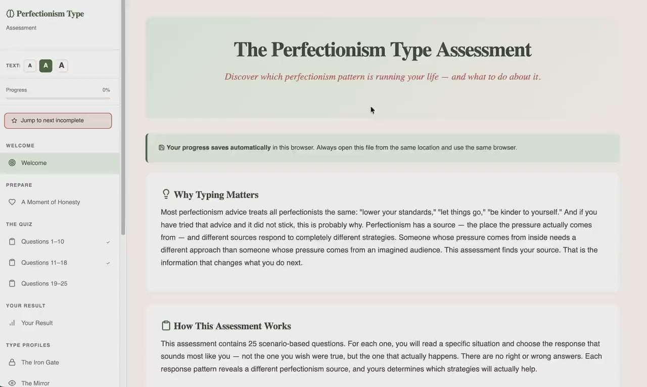 perfectionism-type-assessment walkthrough video