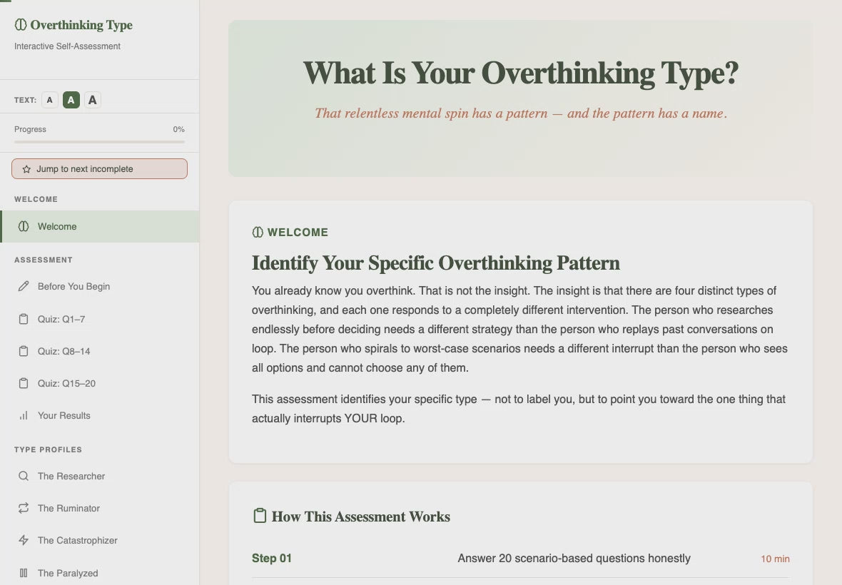 whats-your-overthinking-type walkthrough video