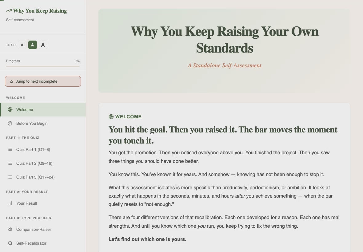 why-you-keep-raising-your-own-standards walkthrough video