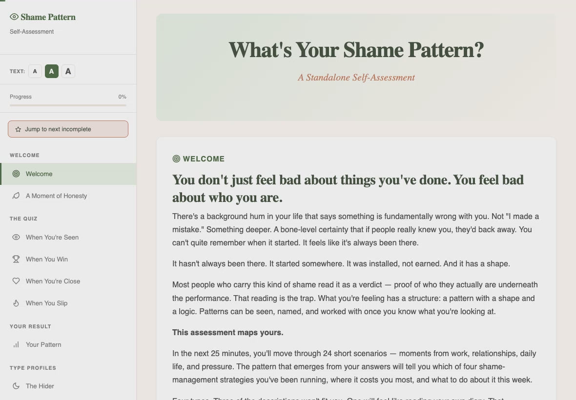 whats-your-shame-pattern walkthrough video