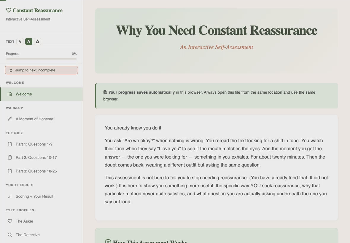 why-you-need-constant-reassurance walkthrough video