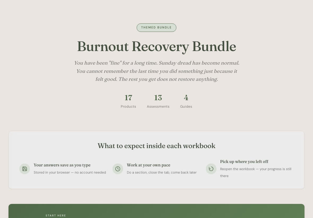 Burnout Recovery Bundle – From "I'm Fine" to Real Energy – Interactive Digital Bundle