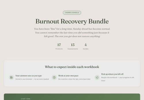Burnout Recovery Bundle – From "I'm Fine" to Real Energy – Interactive Digital Bundle