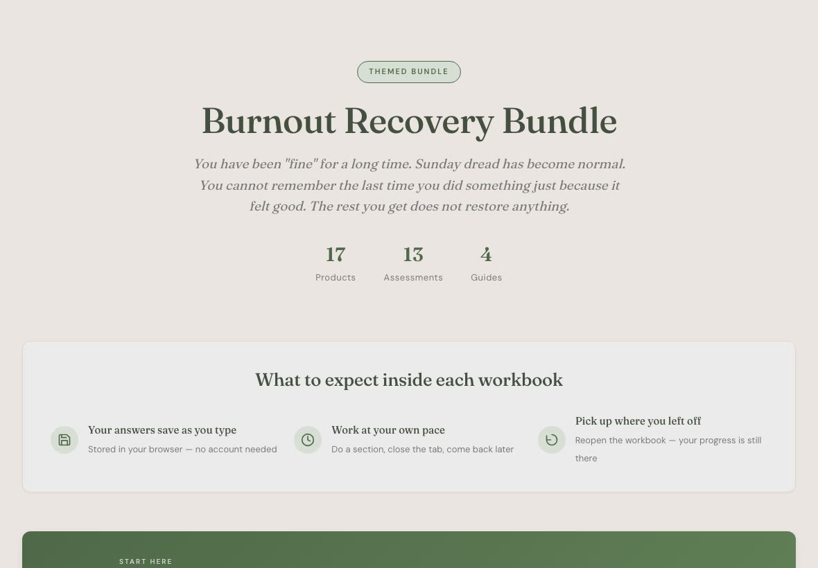Burnout Recovery Bundle – From "I'm Fine" to Real Energy – Interactive Digital Bundle