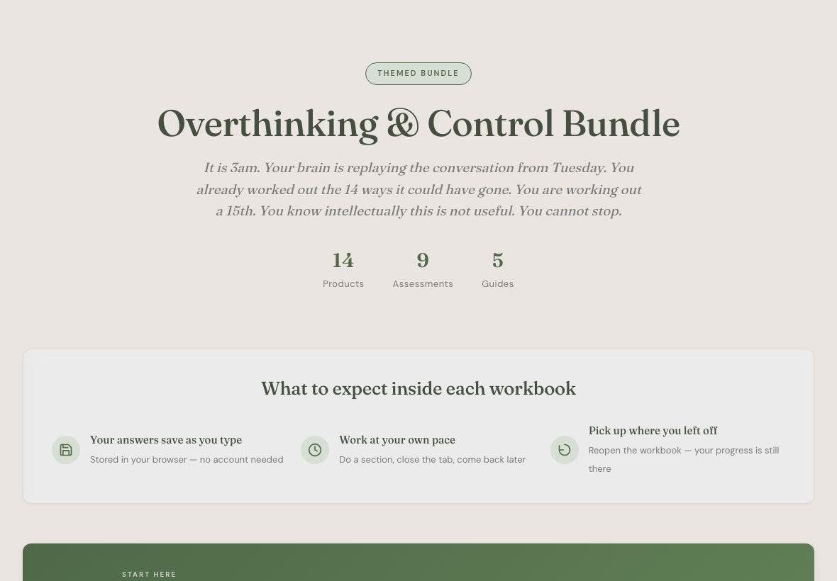 Life Coach Tools – 14 Interactive Overthinking & Control Assessments