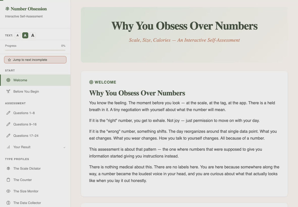why-you-obsess-over-numbers-scale-size-calories walkthrough video