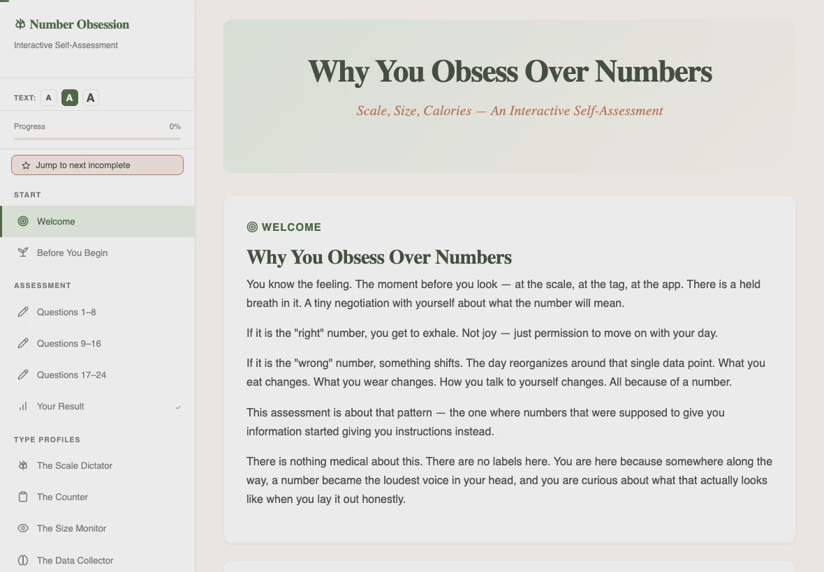 why-you-obsess-over-numbers-scale-size-calories walkthrough video