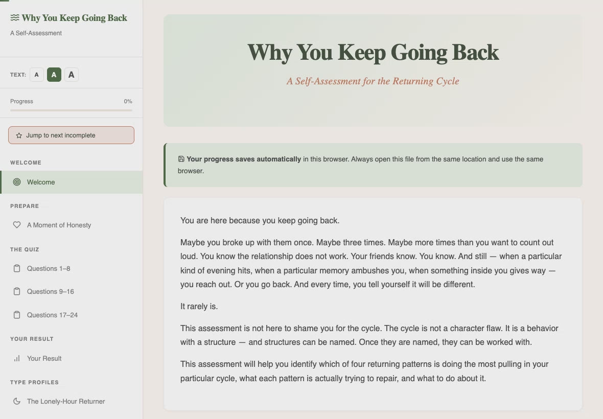 why-you-keep-going-back walkthrough video