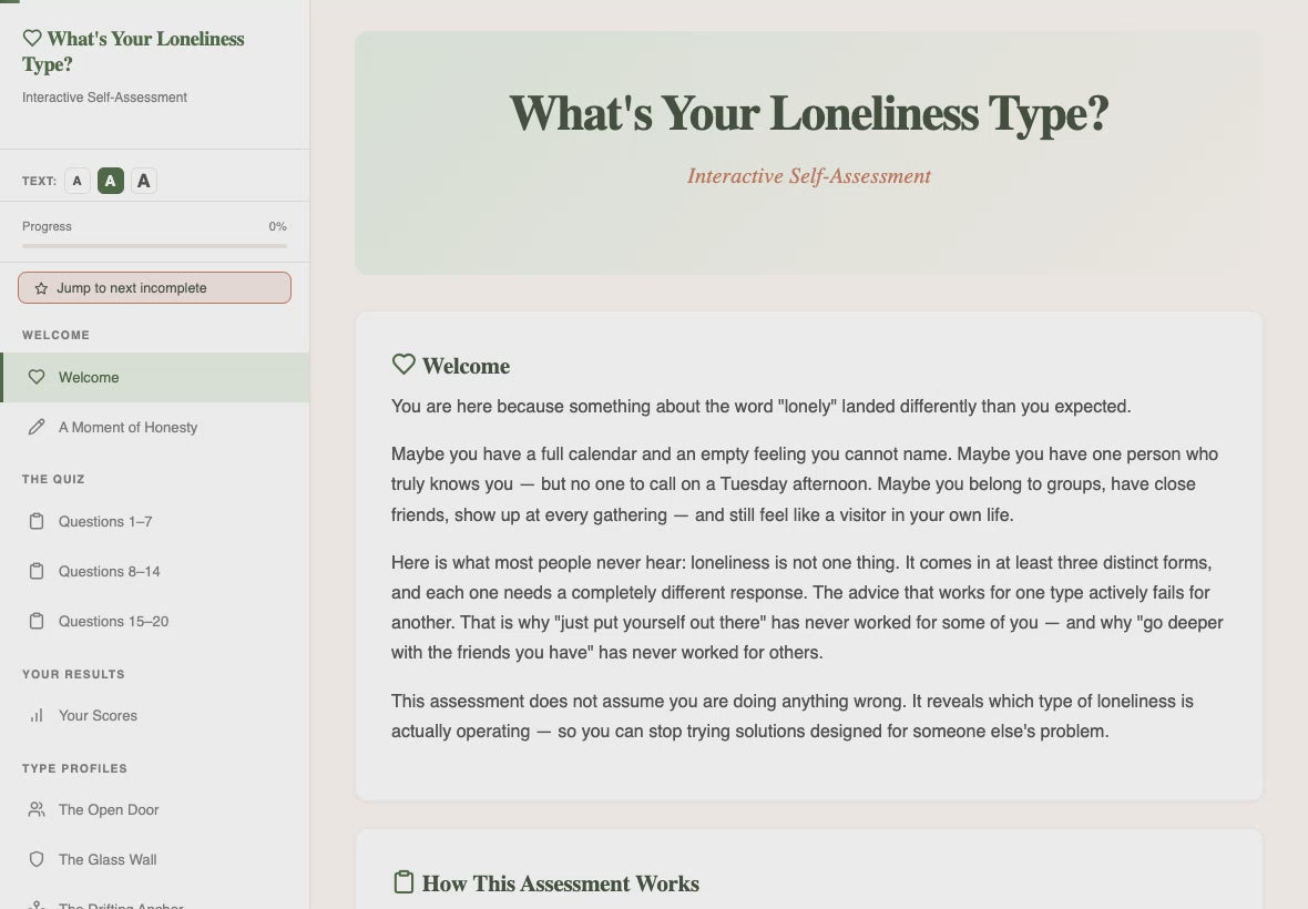 whats-your-loneliness-type walkthrough video