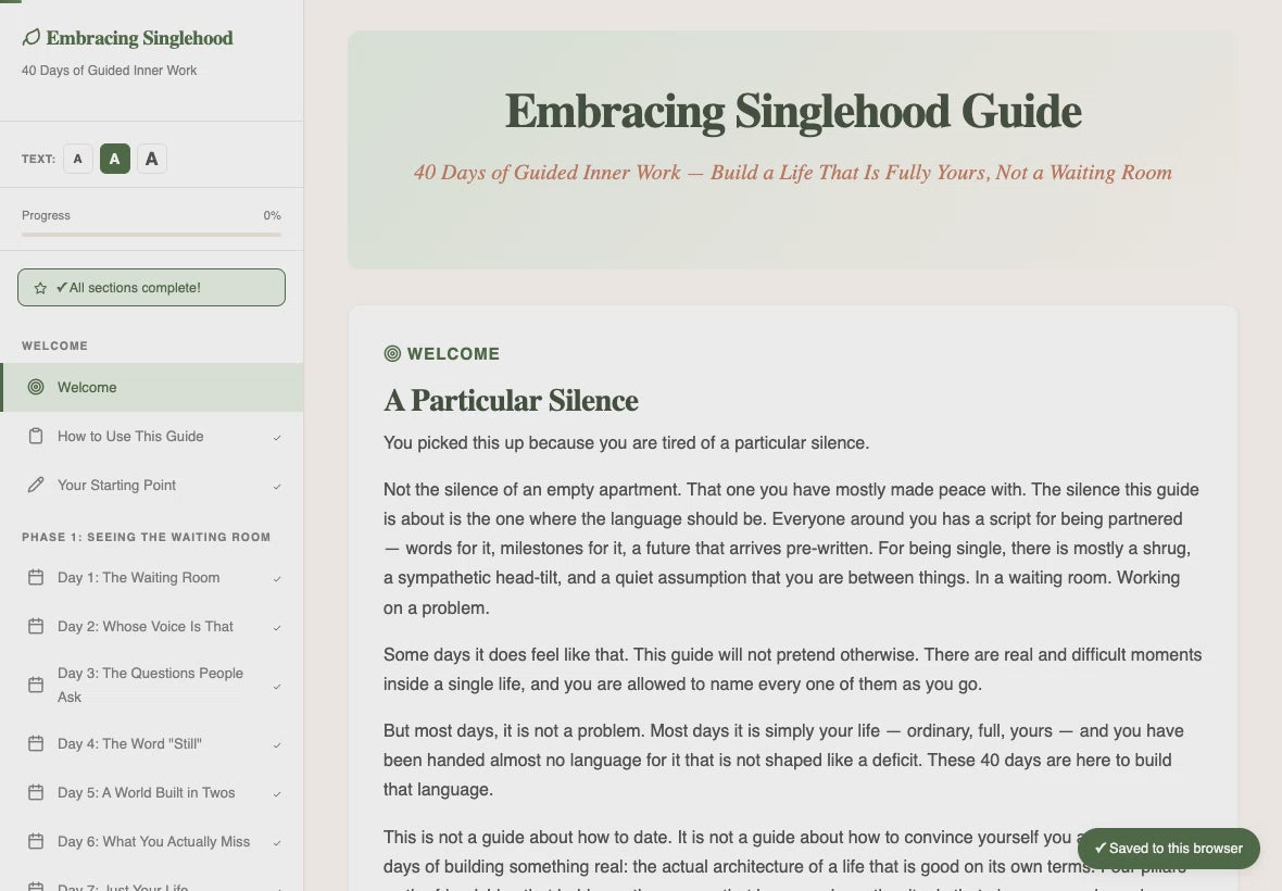 embracing-singlehood-guide walkthrough video